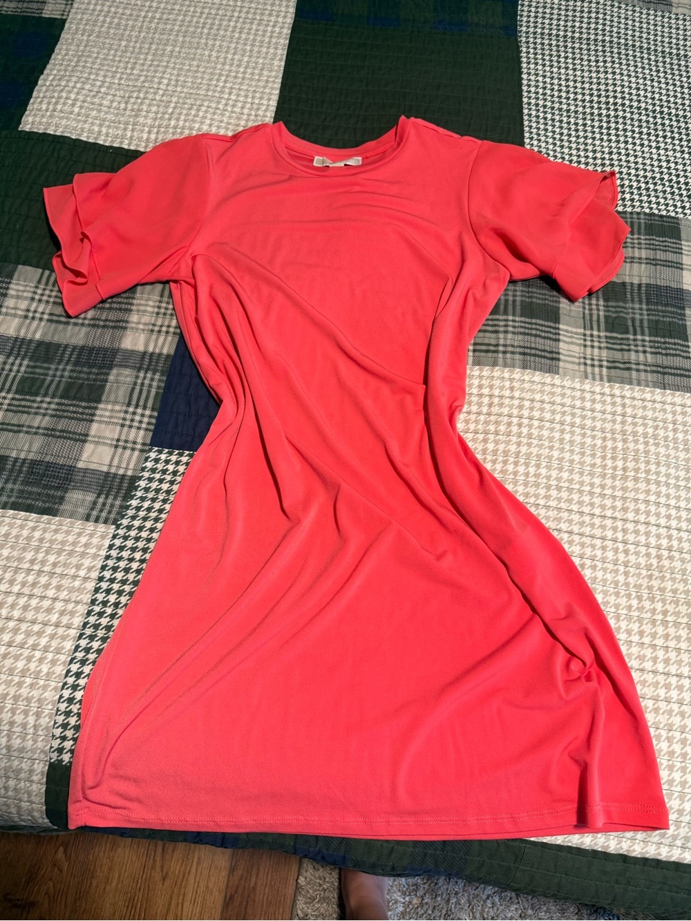 Michael Michael Kors Coral Pink Flutter Sleeve Stretch Sheath Dress Size Small